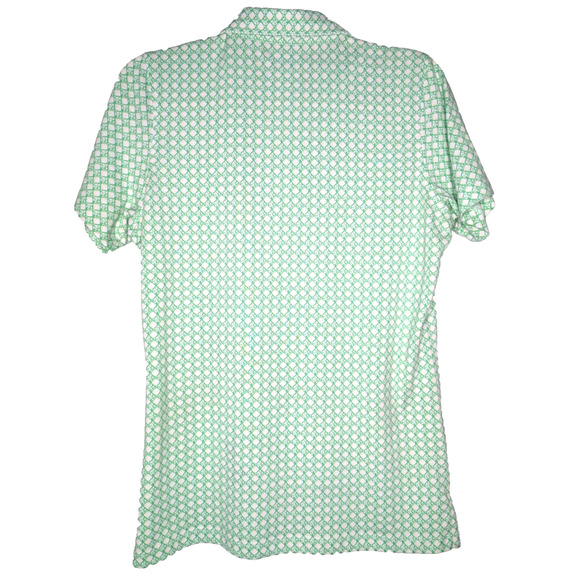 Masters Magnolia Lane Ladies Pima Cotton Blend Green White Geo Print Golf Polo M - Picture 3 of 6